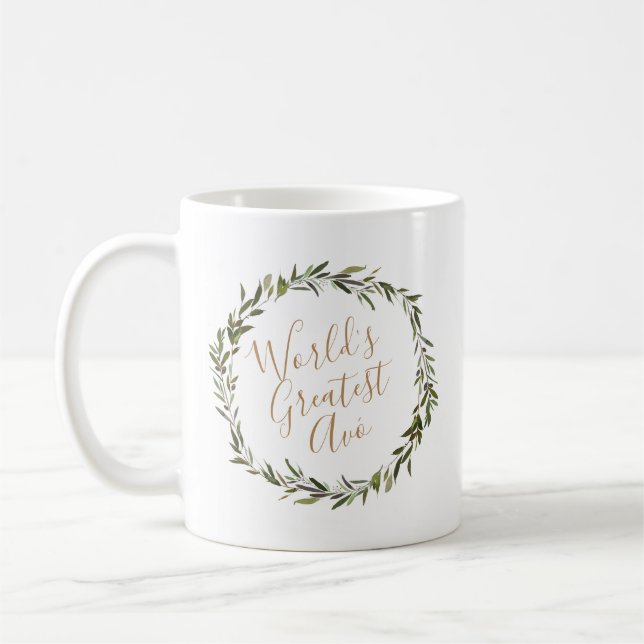 World's Greatest Avó | Olive Leaf Wreath Coffee Mug (Left)