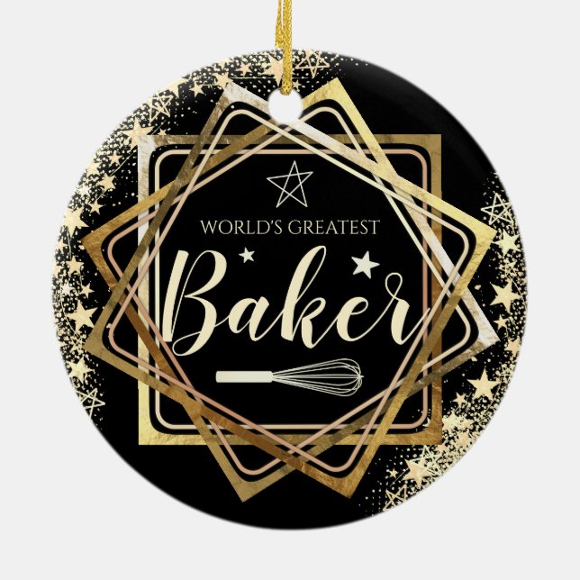 Worlds greatest baker whisk culinary Christmas Ceramic Tree Decoration (Back)