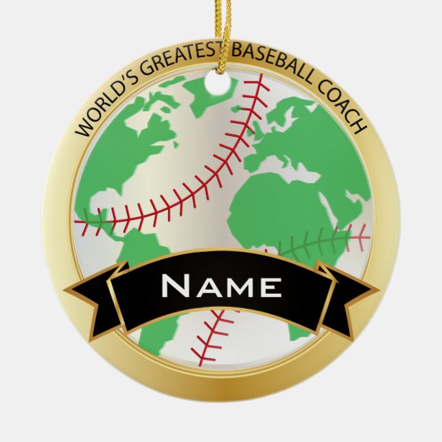 World's Greatest Baseball Coach | DIY Text Ceramic Tree Decoration (Front)