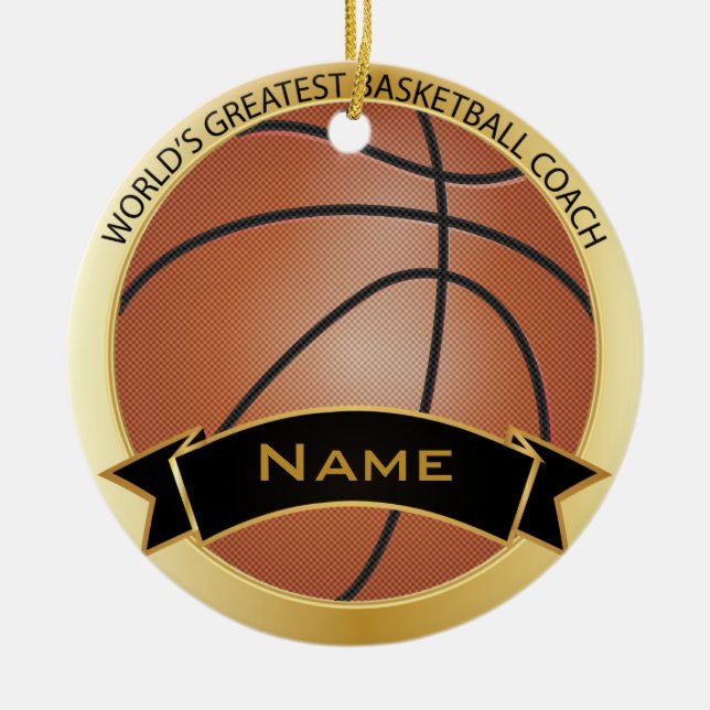 World's Greatest Basketball Coach | DIY Name Ceramic Tree Decoration (Front)
