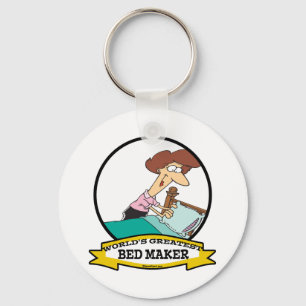 WORLDS GREATEST BED MAKER WOMEN CARTOON KEY RING