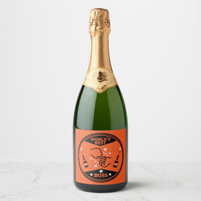 World's Greatest Best Boss Sparkling Wine Label (Front)
