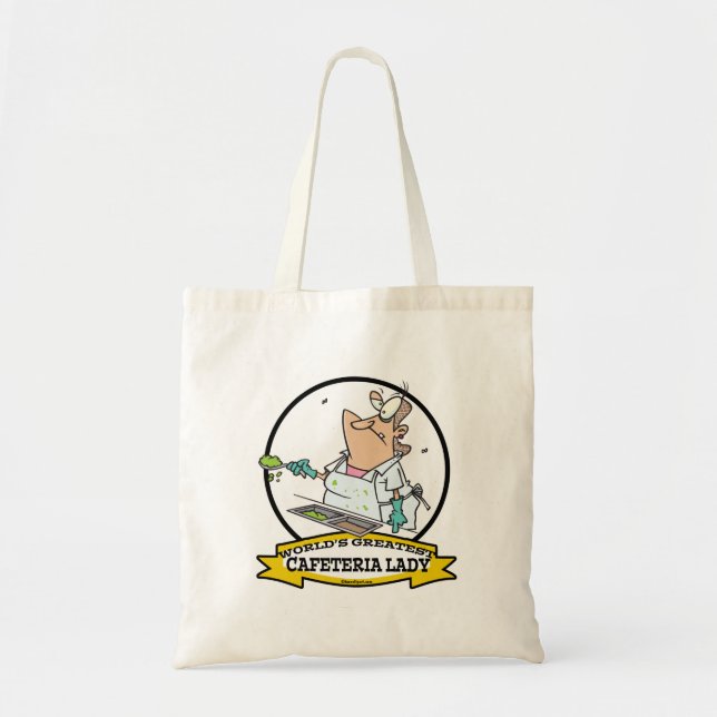 WORLDS GREATEST CAFETERIA LADY CARTOON TOTE BAG (Front)