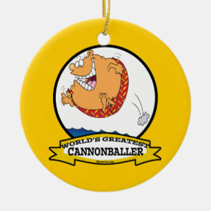 WORLDS GREATEST CANNONBALLER MEN CARTOON CERAMIC TREE DECORATION