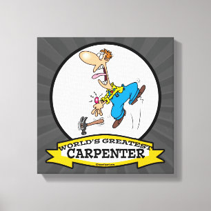 WORLDS GREATEST CARPENTER II MEN CARTOON CANVAS PRINT
