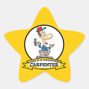 WORLDS GREATEST CARPENTER MEN CARTOON STAR STICKER