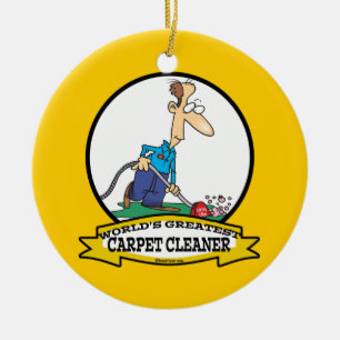 WORLDS GREATEST CARPET CLEANER MEN CARTOON CERAMIC TREE DECORATION
