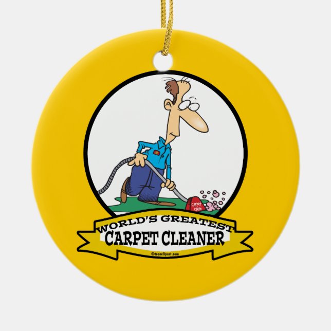WORLDS GREATEST CARPET CLEANER MEN CARTOON CERAMIC TREE DECORATION (Front)