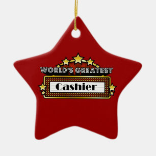 World's Greatest Cashier Ceramic Tree Decoration