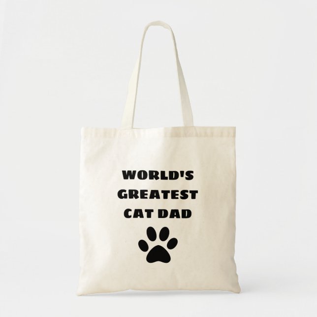 World's Greatest Cat Dad Custom Text Personalised Tote Bag (Front)