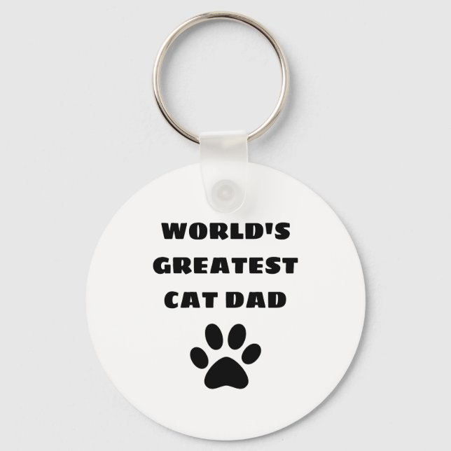 World's Greatest Cat Dad Custom Text Personalized Key Ring (Front)