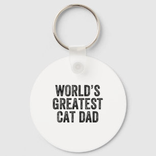 World's Greatest Cat Dad Funny Dad Joke Father's D Key Ring