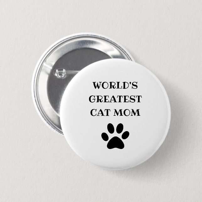 World's Greatest Cat Mum Custom Text Personalised 6 Cm Round Badge (Front & Back)