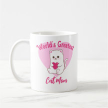World's Greatest Cat Mum Funny Cute Pink Heart