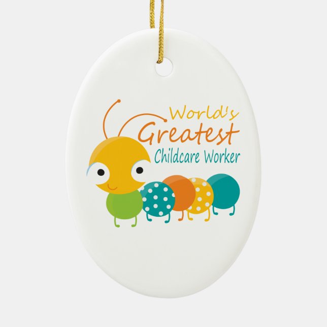 World's Greatest Childcare Worker Ceramic Tree Decoration (Back)