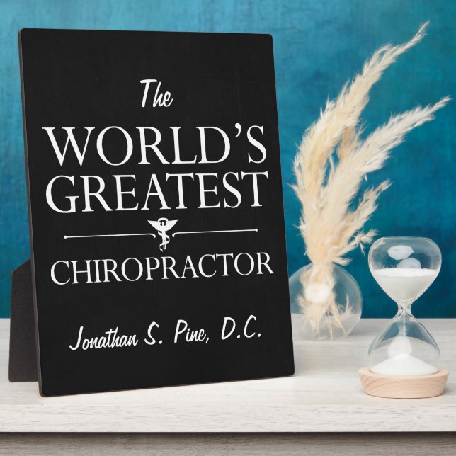 Worlds Greatest Chiropractor Chalkboard Look Award Plaque (Side)