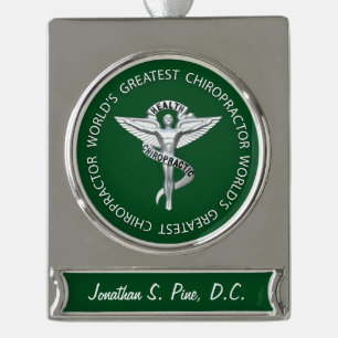 World's Greatest Chiropractor Personalised Silver Plated Banner Ornament