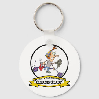 WORLDS GREATEST CLEANING LADY CARTOON KEY RING