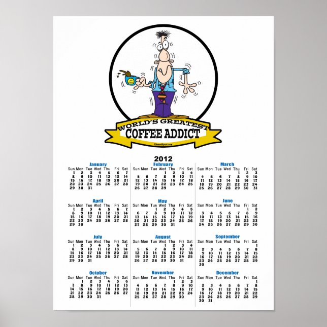 WORLDS GREATEST COFFEE ADDICT CARTOON POSTER (Front)