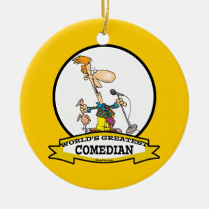 WORLDS GREATEST COMEDIAN MEN CARTOON CERAMIC TREE DECORATION