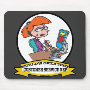 WORLDS GREATEST CUSTOMER SERVICE REP CARTOON MOUSE PAD