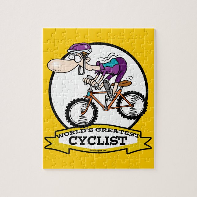 WORLDS GREATEST CYCLIST MEN CARTOON JIGSAW PUZZLE (Vertical)