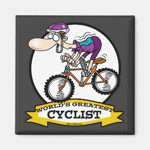 WORLDS GREATEST CYCLIST MEN CARTOON MAGNET