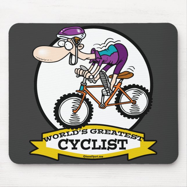 WORLDS GREATEST CYCLIST MEN CARTOON MOUSE PAD (Front)