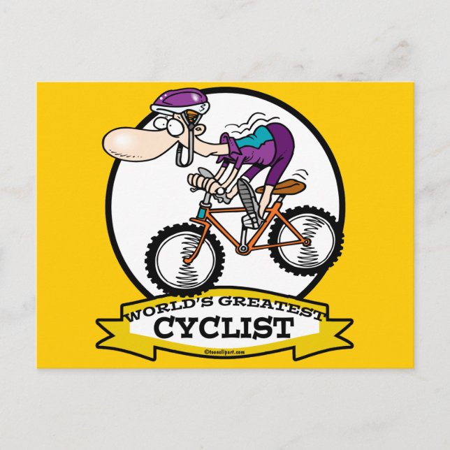 WORLDS GREATEST CYCLIST MEN CARTOON POSTCARD (Front)