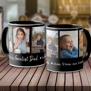 World's Greatest Dad 5 Photo Collage Black Mug