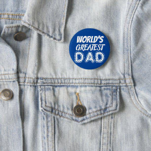 Worlds Greatest Dad Blue Fathers Day Gift Thank 6 Cm Round Badge