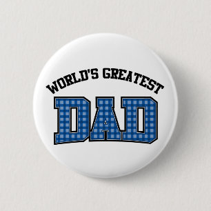 Worlds Greatest Dad Button Plaid