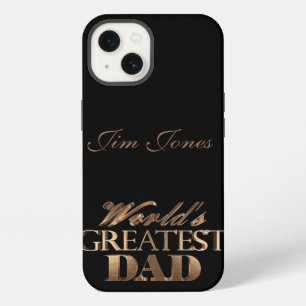 World's Greatest Dad Elegant Black and Gold Text iPhone 13 Case