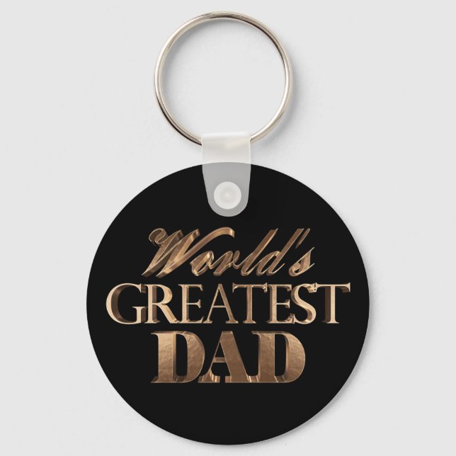 World's Greatest Dad Elegant Black Gold Typography Key Ring (Front)