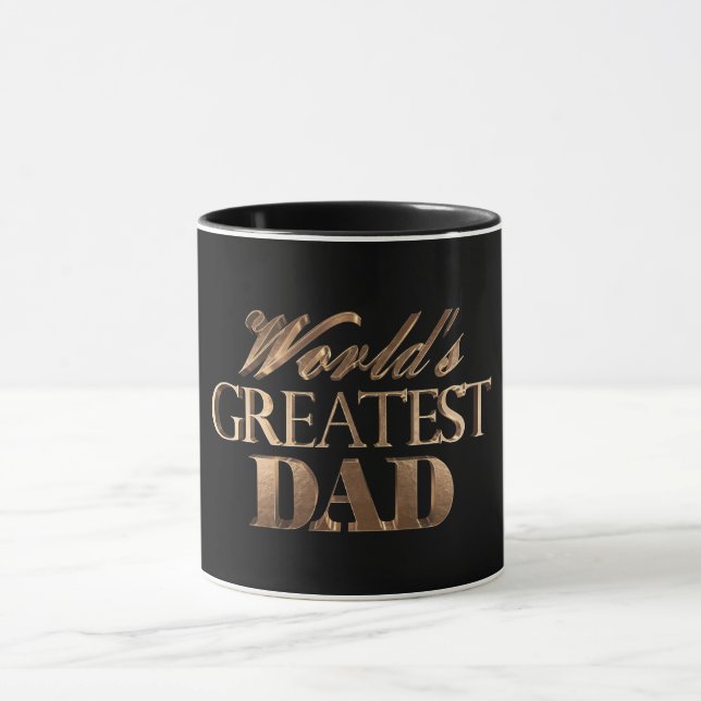 World's Greatest Dad Elegant Black Gold Typography Mug (Center)