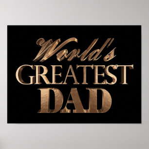 World's Greatest Dad Elegant Black Gold Typography Poster