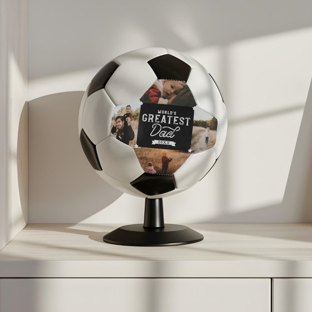 World's Greatest Dad Father's Day 4 Photo Collage Soccer Ball (World's Greatest Dad Father's Day 4 Photo Collage Soccer Ball)