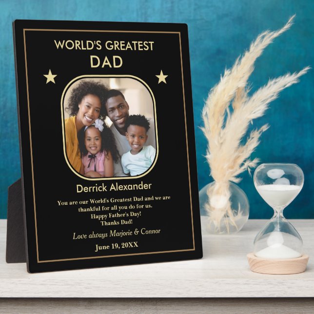 World's Greatest Dad Father's Day Photo Custom  Plaque (Side)