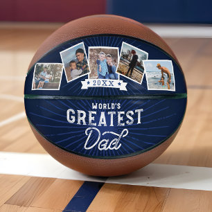 World's Greatest Dad Five Photo Collage Navy Basketball