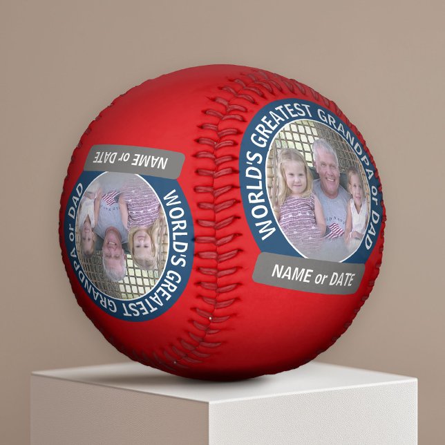 World's Greatest Dad Grandpa Custom Photo Template Baseball (Custom Photo Baseball)