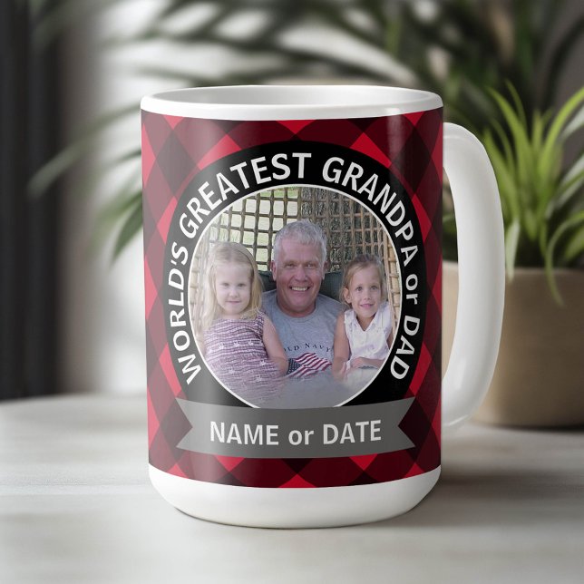 World's Greatest Dad Grandpa Custom Photo Template Coffee Mug (Custom Mug)