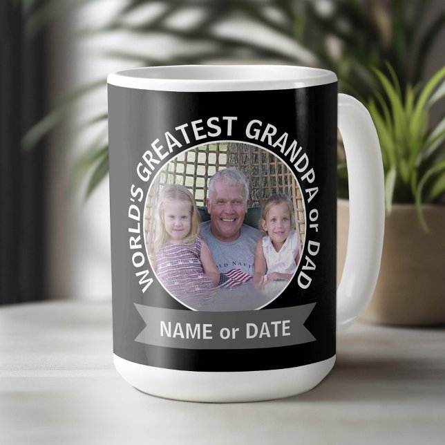 World's Greatest Dad Grandpa Custom Photo Template Coffee Mug (Custom Mug)