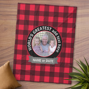World's Greatest Dad Grandpa Custom Photo Template Fleece Blanket