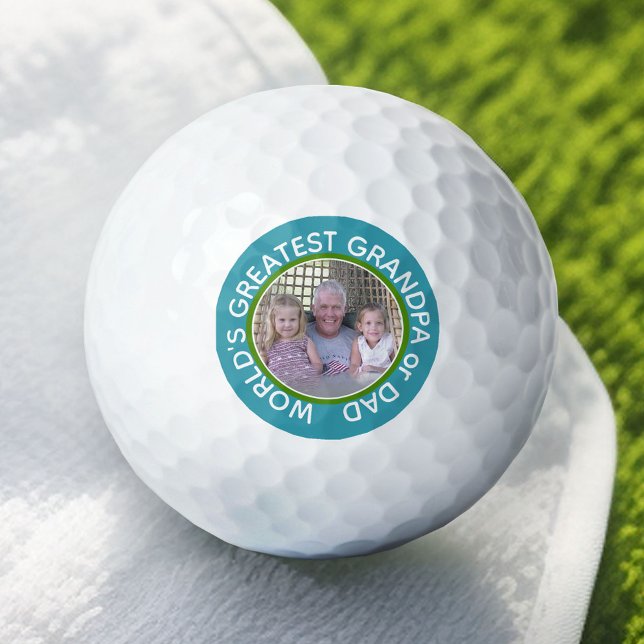 World's Greatest Dad Grandpa Custom Photo Template Golf Balls (Custom Golf Ball)