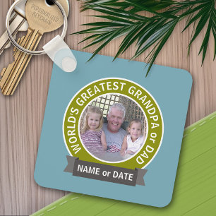 World's Greatest Dad Grandpa Custom Photo Template Key Ring