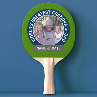 World's Greatest Dad Grandpa Photo green navy Ping Pong Paddle