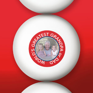 World's Greatest Dad Grandpa Photo red white blue Ping Pong Ball