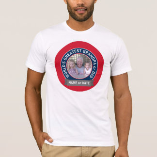 World's Greatest Dad Grandpa Photo red white blue T-Shirt