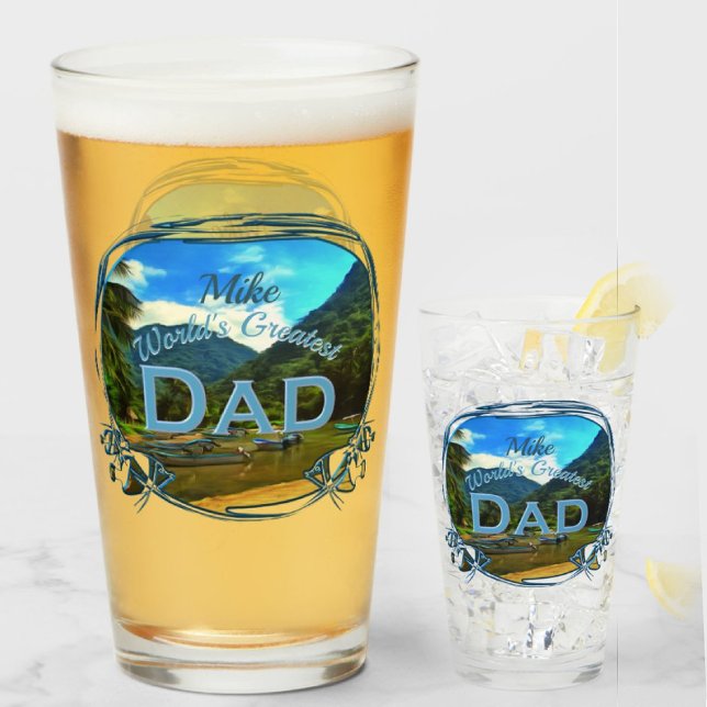 World's Greatest Dad Mismaloya River 0344 Beer Glass (Creator Uploaded)