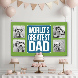World's Greatest Dad - Navy Blue and Lime Green Banner
